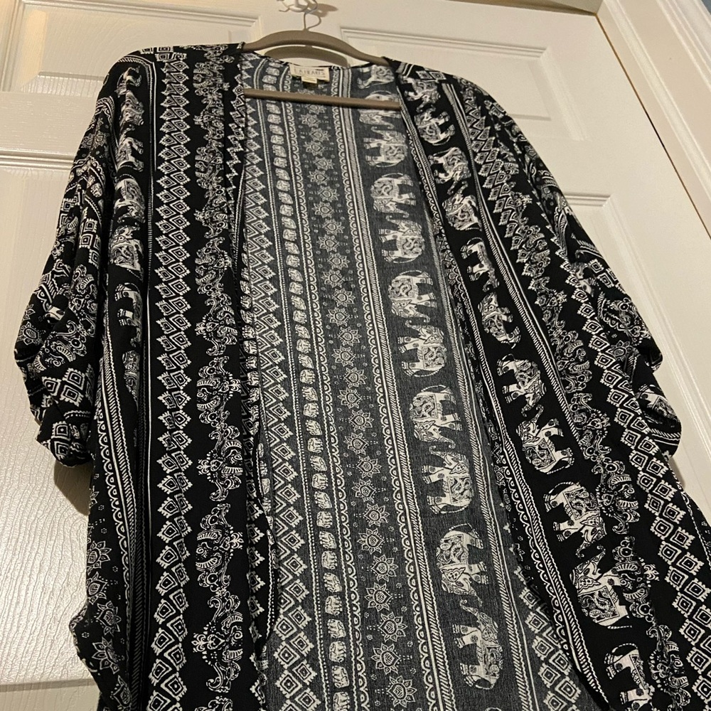 Black and White Elephant Kimono